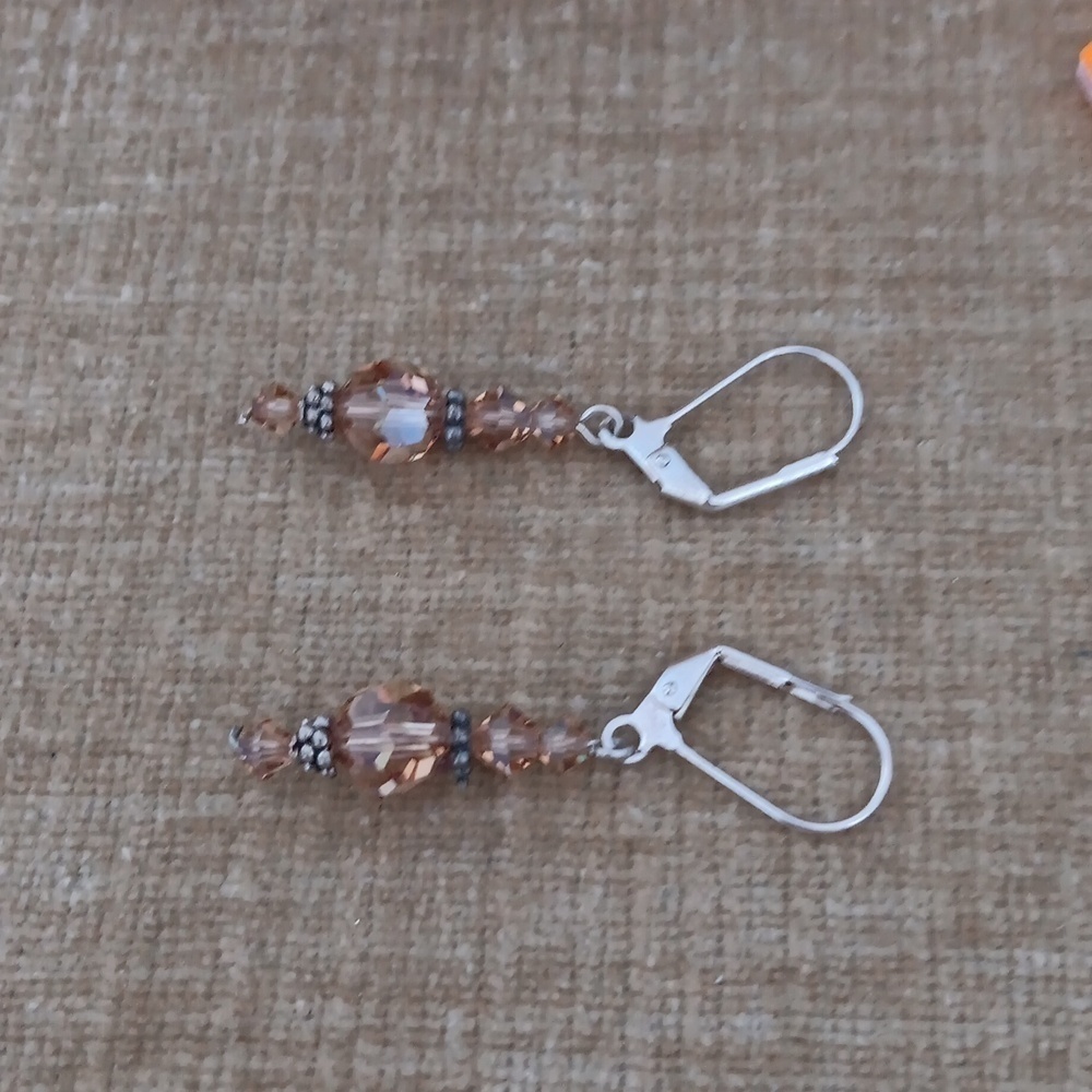 Silver Tone Leverback Beaded Earrings